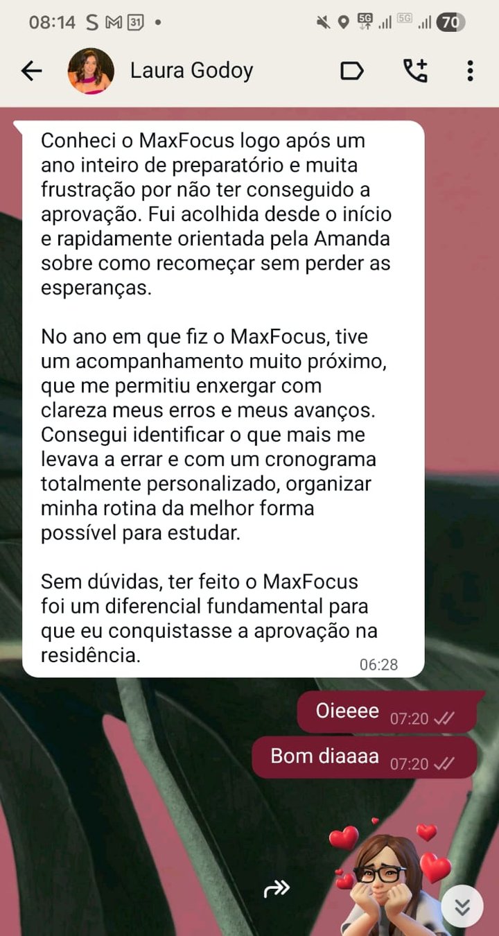 Depoimento de Laura Godoy sobre o MaxFocos no WhatsApp